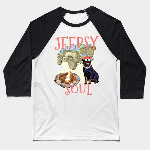 Jeepsy Soul Rottweiler Baseball T-Shirt by Witty Things Designs